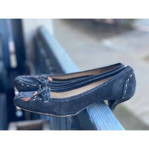 Kate Spade New York Women’s Black Suede Whipstitch Kitten Low Pumps Heels Sz 7